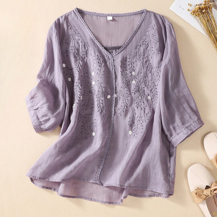 Maeve – Embroidered Tunic with V-Neck