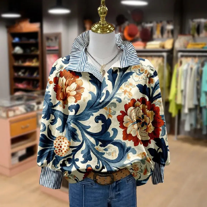 Serenity – Classic Vintage Blouse with Floral Pattern