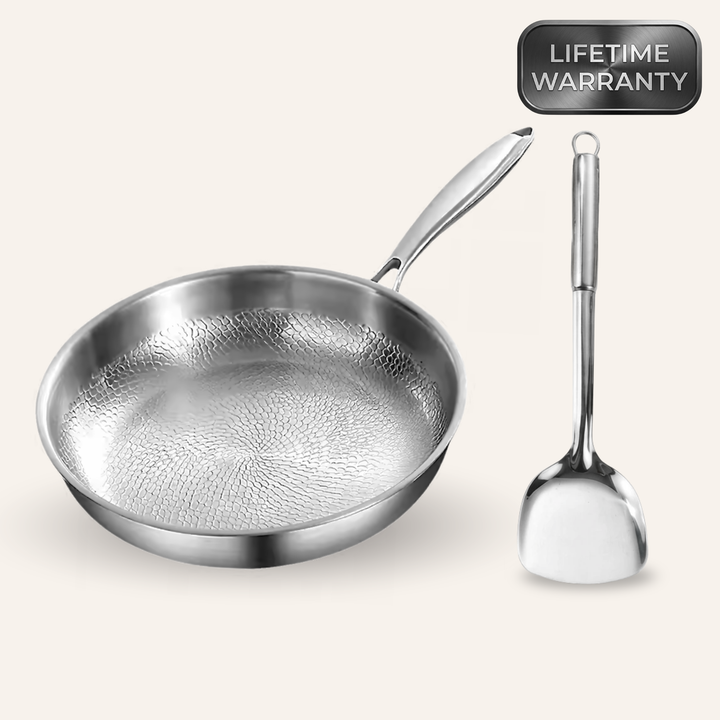 Stoneford Titanium Hammered Pan + Spatula Bundle