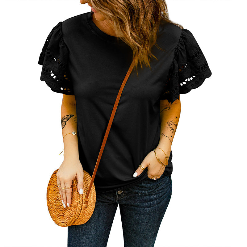 Noelle – Broderie Blouse with Ruffled Sleeves