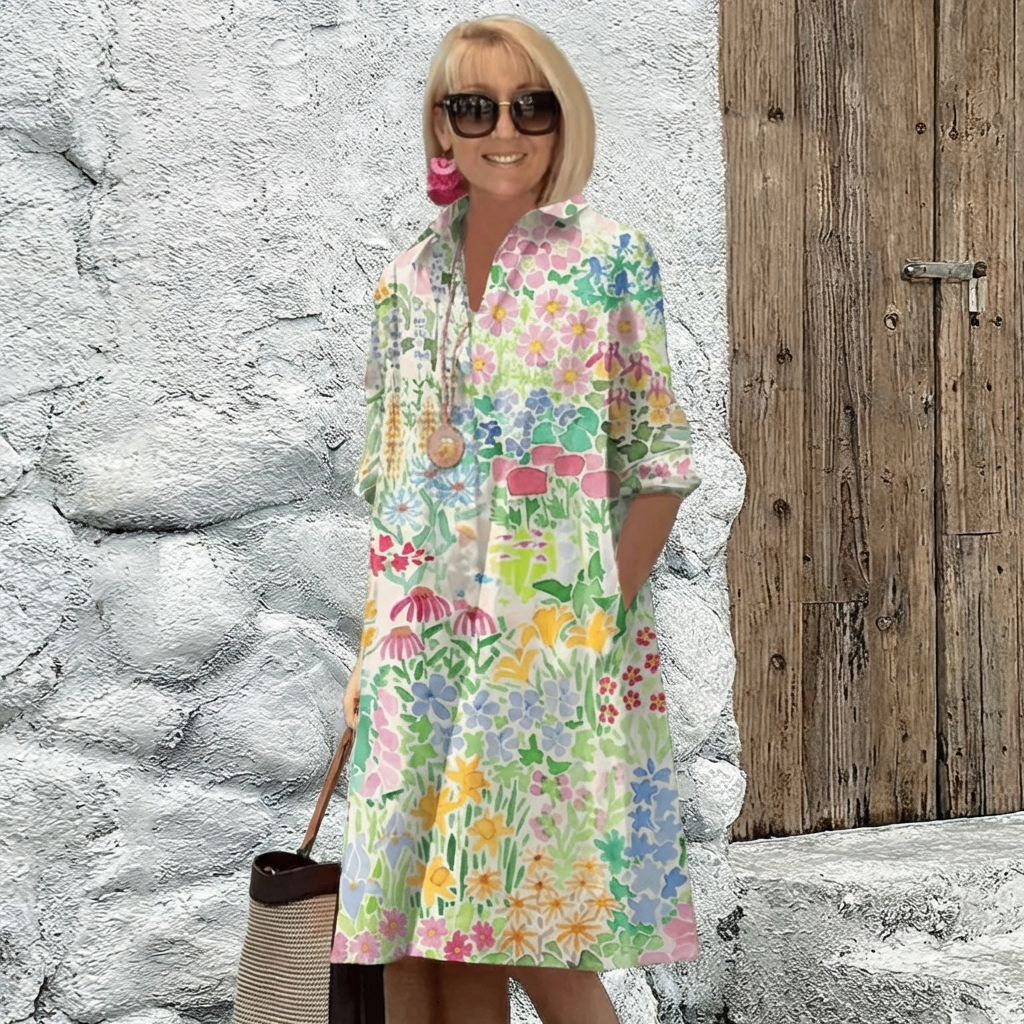NATALIE | LUXURY FLORAL MIDI DRESS FOR EFFORTLESS STYLE